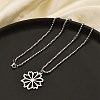 201 Stainless Steel Laser Cut Daisy Flower Pendant Box Chain Necklaces for Women NJEW-Q004-05P-2