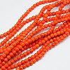 1 Strand Dyed Orange Red Round Synthetic Turquoise Beads Strands X-TURQ-G106-4mm-02G-1