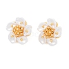 Flower Brass Stud Earring EJEW-L288-006G-2