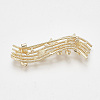 Brass Brooch Rhinestone Settings KK-T027-15G-3