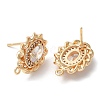 Brass with Glass Stud Earring Findings X-KK-K333-66G-2