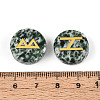 Brass Elder Futhark Alphabet Engraved Symbol Flat Round Natural Green Spot Jasper Rune Stones G-I373-01N-3