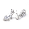 Heart Clear Cubic Zirconia Drop Earring EJEW-C002-06P-RS-2