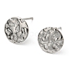 Non-Tarnish 201 Stainless Steel Textured Flat Round Stud Earring Findings EJEW-H096-03P-1