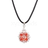 Flower Glass Seed Beads & Acrylic Pendant Necklaces NJEW-MZ00044-02-1