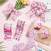 5 Rolls 5 Styles Printed Polyester Grosgrain Ribbon OCOR-PH0006-02-2