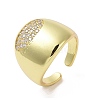 Brass Micro Pave Clear Cubic Zirconia Open Cuff Ring for Women RJEW-M165-03A-G-1