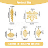 DICOSMETIC 40Pcs 5 Style Rack Plating 304 Stainless Steel Filigree Pendants STAS-DC0014-72-2