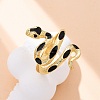 Brass Enamel Cuff Rings for Women RJEW-U043-17G-2