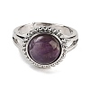 Natural Amethyst Round Adjustable Rings RJEW-K271-02P-01-2