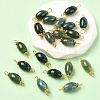 20Pcs Natural Moss Agate Connector Charms PALLOY-YW00101-02-1