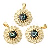 Flower Rack Plating Brass Cubic Zirconia Pendants KK-K385-61G-2