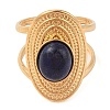 Oval Natural Lapis Lazuli Finger Rings RJEW-Z057-14G-07-2