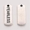 Tibetan Style Alloy Rectangle with Word Fearless Pendants TIBEP-Q043-064-RS-2