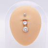 304 Stainless Steel Micro Pave Cubic Zirconia Belly Rings WGADED5-06-1