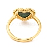 Heart Natural Malachite Adjustable Rings RJEW-Q817-05G-03-3