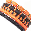 6Pcs 6 Styles Halloween Handmade Polymer Clay Beaded Stretch Bracelets Sets X1-BJEW-TA00490-5