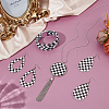 Tartan Teardrop PU Leather Pendant Necklaces & Bracelets & Dangle Earrings Sets SJEW-WH0007-07B-2