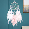 Girl's Heart Iron Ring Woven Net/Web with Feather Wall Hanging Decoration PW-WG22127-01-4