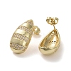 Brass Micro Pave Cubic Zirconia Stud Earrings EJEW-H308-08G-04-2