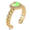 Brass Micro Pave Clear Cubic Zirconia Cuff Rings RJEW-B0007-01G-4