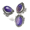 Natural Banded Agate Adjustable Rings RJEW-I108-01AS-16-4