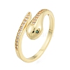 Green Cubic Zirconia Snake Open Cuff Ring RJEW-G261-01G-3