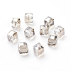 Rainbow Plated Faceted Cube Electorplated Glass Beads X-EGLA-E006-3G-1