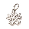 304 Stainless Steel Micro Pave Clear Cubic Zirconia Charms CU-CBAB6EC-24P-1