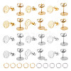 Unicraftale 24Pcs 6 Style Ion Plating(IP) 304 Stainless Steel Flat Round Stud Findings STAS-UN0050-66-1