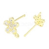 Brass Pave Clear Cubic Zirconia Stud Earring Findings KK-F875-08G-2