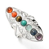 Natural Mixed Stone Butterfly Open Cuff Ring CHAK-PW0001-002-1