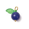 Natural Dyed Malaysia Jade Round Fruit Charms with Glass Leaves PALLOY-JF03401-02-2