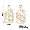 Geometric Hollow Brass Clear Cubic Zirconia Stud Earrings RV3263-1-2