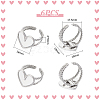 Unicraftale 6Pcs Heart 304 Stainless Steel Open Cuff Ring Findings STAS-UN0055-84-3