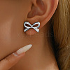 Elegant Stainless Steel Bowknot Stud Earrings NL6502-2