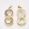 Brass Cubic Zirconia Pendants ZIRC-S062-01B-8-2