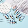 7Pcs 7 Style Natural Mixed Gemstone Beaded Pendant Necklace with Alloy 7 Chakra NJEW-JN03889-2