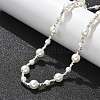 304 Stainless Steel & ABS Plastic Imitation Pearl Round Beded Necklaces for Women NJEW-S442-11P-2