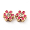 Flower Brass Micro Pave Clear Cubic Zirconia Beads KK-G419-06G-02-2