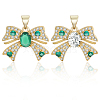 6Pcs 2 Colors Brass Micro Pave Cubic Zirconia Pendants KK-BBC0020-51-6