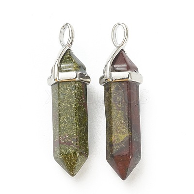 Natural Bloodstone Pointed Pendants G-M378-01P-A01-1
