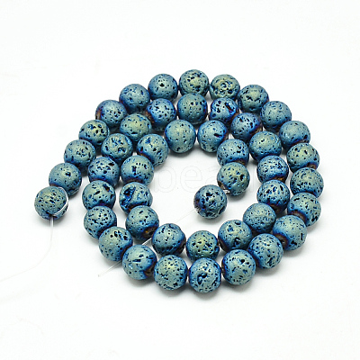 Electroplate Natural Lava Rock Beads Strands G-T058-03C-10MM-1