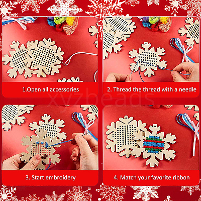1 Bag Christmas Theme Wood Cross Stitch Kits WOOD-SC0002-23A-1