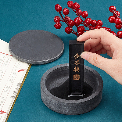 2Pcs 2 Style Stone Calligraphy Inkstone and Rectangle Inker AJEW-PH0003-52-1