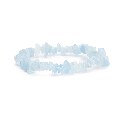 Natural Aquamarine Chips Beaded Jewelry Set SJEW-JS01232-07-1