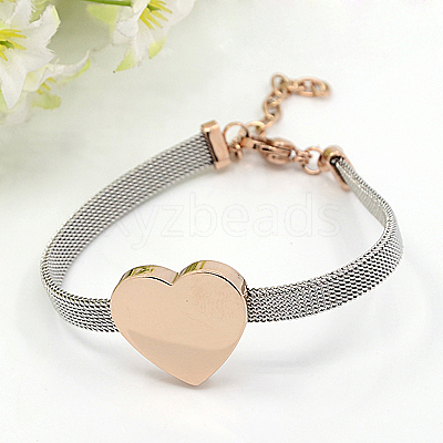 Ion Plating(IP) Fashionable 304 Stainless Steel Bracelets BJEW-J038-47RG-1