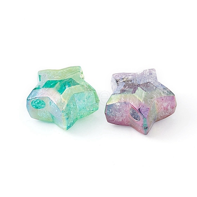 10Pcs 5 Colors UV Plating Transparent Crackle Acrylic Beads OACR-YW0001-57-1