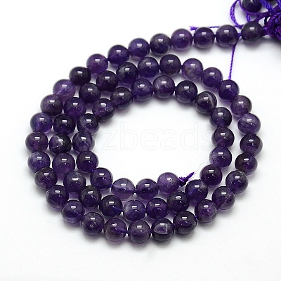 Natural Amethyst Round Bead Strands G-L170-6mm-01-1