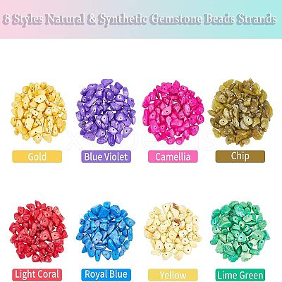 144G 8 Style Natural & Synthetic Gemstone Beads Strands G-NB0002-63-1